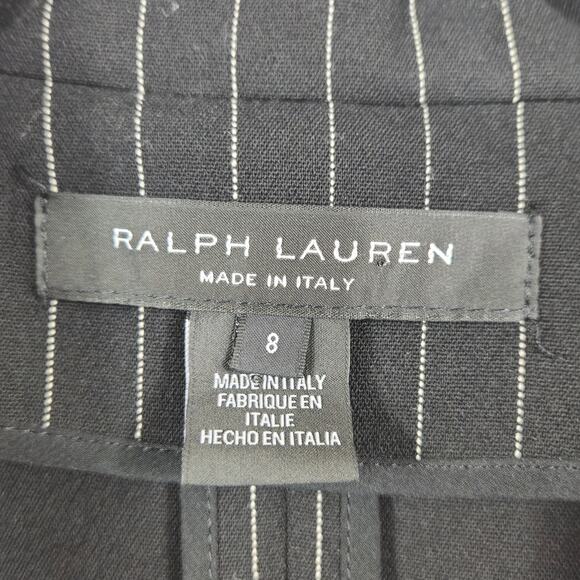 Ralph Lauren Black Label Wool Pinstripe Black Blazer Size 8 - Picture 3 of 8
